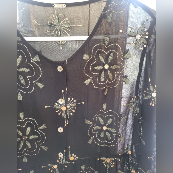 Chan Luu Rina Blouse Floral Embroidery Embellished Women's Large - Picture 3 of 5